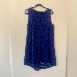 Neiman Marcus lace sleeveless shift dress. High low.